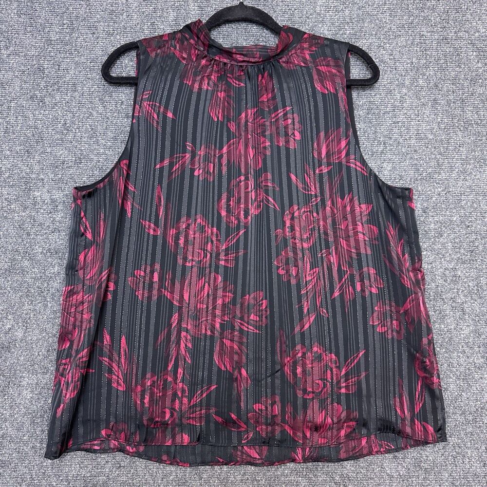 White House Black Market Womens Tie Back Halter Black Red Satin XL Dark Romantic